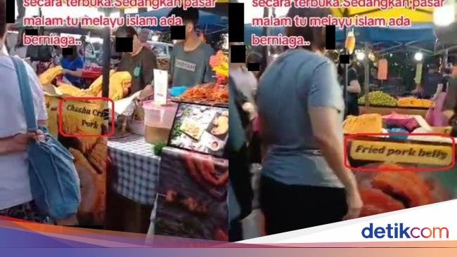 Wanita Muslim Protes Banyak yang Jualan Daging Babi di Pasar Malam