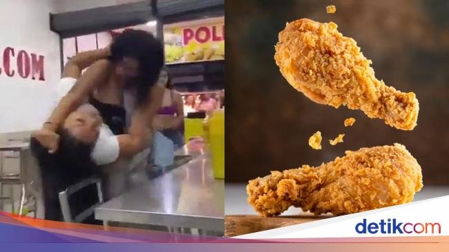 Berebut Paha Ayam Goreng, 2 Wanita Ini Sampai Bergelut!