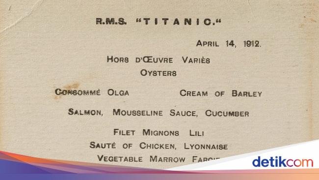 Ini Deretan Menu Mewah di Kapal Titanic Sebelum Tenggelam